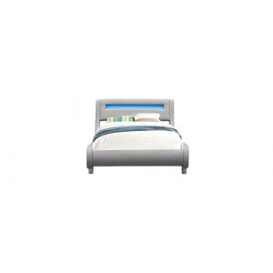 Lit gina pour matelas 90x200 Sommier+Tête de Lit Incurvee Couleur GRIS+Pieds en 5 cm 13 Lattesi