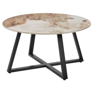 Beliani Table basse IVINS C&eacute;ramique Marbre blanc