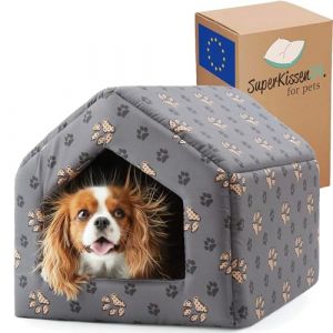 SuperKissen24 Niche pour Chat Chien Lit Panier Corbeille Gris Noir Beige Taille XL Couchage