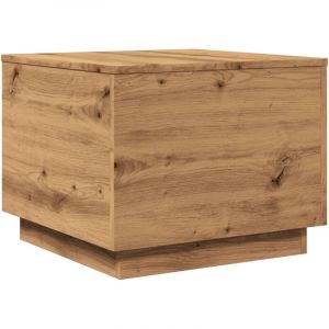 VidaXL Table basse avec lumières LED chêne artisanal 50x50x40 cm, table d'appoint, table de salon, table latérale, bout de canapé, table centrale