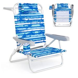 Chaises de plage pliables Coast 2-Piece Set - L&eacute;g&egrave;res - Chaises de camping - R&eacute;glables - Bleu - 62 x 54 x 80 cm