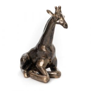 Statue : Girafe couchée patinée dorée - Amadeus - Or - Résine
