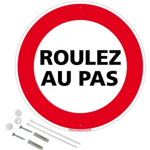 Signaletique.biz France - Panneau de signalisation rond prépercé pvc ou alu diamètre 250 ou 300 mm + kit de fixation pour pose facile, rapide