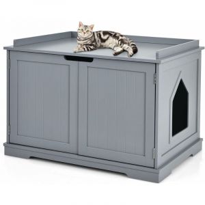 Maison pour Chat en Bois Cabane Abri Enclos pour Chat avec Fen&ecirc;tres et Portes Style Moderne