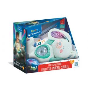 Clementoni | Mon Lapin Polaire – Peluche Musicale avec Projecteur d’Aurores Boréales pour Bébés dès la Naissance | Sons Apaisants, Mélodies, Bruits Blancs | Lavable en Machine | Idée Cadeau