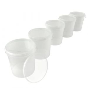 Fixedbyu - 5x Seau avec couvercle Seau &agrave; vide en plastique poign&eacute;e 15,9l alimentaire couleur naturelle