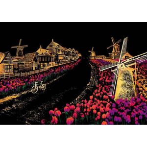Peinture à gratter : Les tulipes aux Pays Bas