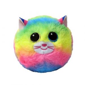 Ty Beanie Bouncers - T83067 - Gemme la Chattine Arc-en-Ciel avec des Yeux Verts et Bleus
