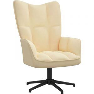 VidaXL Chaise de relaxation Velours Blanc cr&egrave;me - Cr&egrave;me