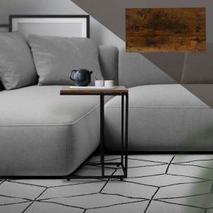 ML-Design Table d'Appoint en Forme de C, Noir/Marron, 45x25x64 cm, Design Industriel,