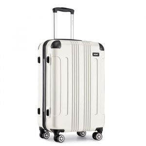 Valise Cabine 67×44.5×26cm Valise de Voyage Rigide ABS Bagage à Main à 4 roulettes Petite Valises, Beige