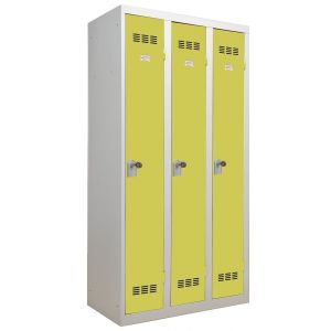 Vestiaire industrie propre 3 cases gris perle-anis