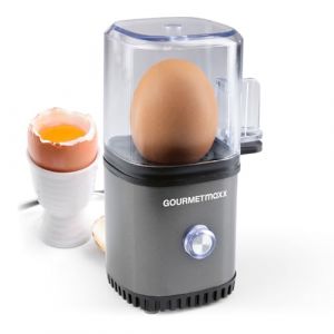 Gourmet Maxx Cuiseur &agrave; &oelig;ufs 0W 1 &oelig;uf Egg Boiler Pique-&oelig;uf + verre doseur Egg Cooker 3 degr&eacute;s de cuisson 70W petit format - Acier