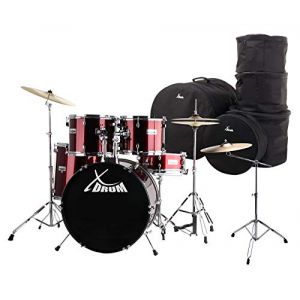 Xdrum Semi 20" batterie studio rouge XL SET incl. pied perche cymbale + cymbales crash et housses