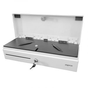 Approx Tiroir-caisse compact manuel et automatique RJ-11/RJ-12, blanc, environ CASH02FLIPTOPWH