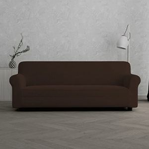 Nap Italian Bed Linen Housse de ca é “Leslie”, 95% Polyester + 5% élastomètre, Marron, 3 Places