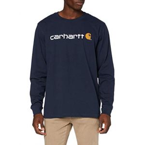 Carhartt T-shirt coton manches longues - Logo poitrine - Bleu - Taille M - Carharrt