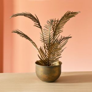 Plante décorative exotique en métal doré