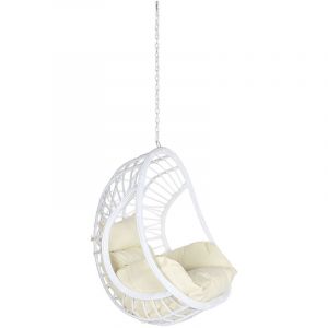 Pegane Fauteuil de jardin à suspendre en rotin synthétique et aluminium - L. 90 x P. 70 x H. 110 cm -