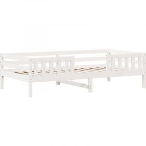 VidaXL Cadre de lit Blanc 80x200 cm Bois de pin massif, meuble de chambre &agrave; coucher, sommier, lit en bois, lit, lit simple
