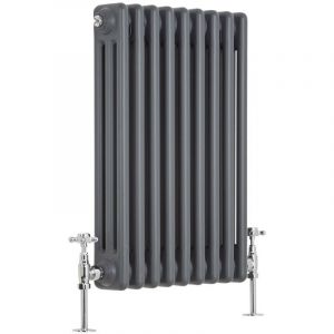 Hudson Reed Radiateur vertical style fonte – Anthracite – 60 cm x 42,9 cm – Triple rangs – Windsor