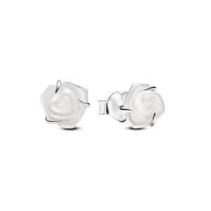 Image de Pandora Clous d'Oreilles Rose Blanche - Taille one size