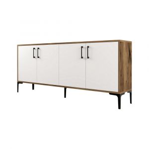 Buffet effet bois beige, blanc 180x35 cm