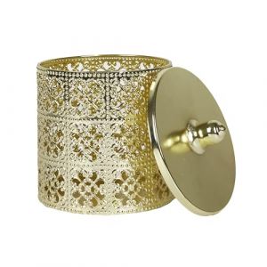 Boîte Déco en Métal Ajourée 14cm Doré
