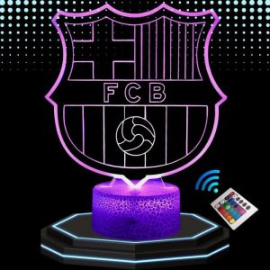 Lampe de Chevet 3D LED - FC Barcelone - Multicolore - Tactile - Rechargeable USB - D&eacute;corative