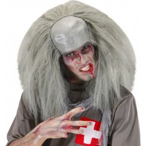 Perruque grise zombie fou homme Halloween
