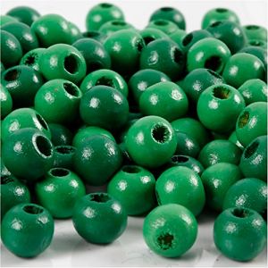 Perles en bois, d: 8 mm, vert, 15gr, env 100 pièce