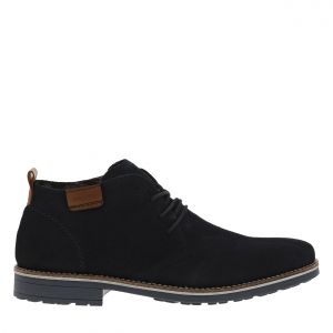 Rieker Bottines antistress en cuir nubuck bleu marine à semelle plate à talon décroché bas et à lacets ronds