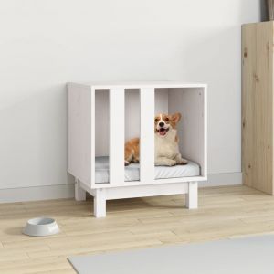 Image de VidaXL Niche pour chien Blanc 50x40x52 cm Bois de pin massif