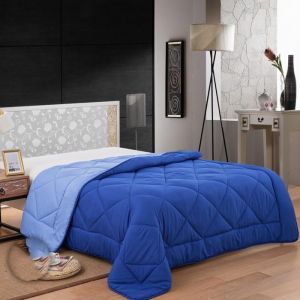 Couette En Microfibre Bicolore 240x200cm bleu Herzberg HG2420BCO-BLUE - Bleu