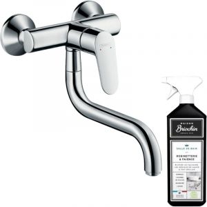 Hansgrohe Robinet de cuisine mural Focus M41 chromé + nettoyant Briochin