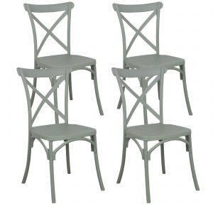 Oviala Lot de 4 chaises de terrasse en plastique vert sauge