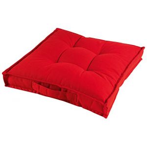 Image de Douceur d'Intérieur Coussin de Sol 40 x 4 cm Coton Uni Paolo Coton Rouge 8 x 40 cm