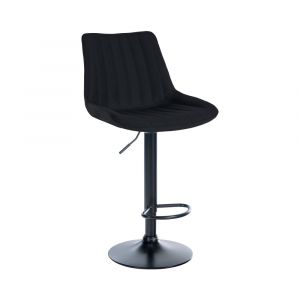 CLP Tabouret de bar en tissu ajustable pivotant tissu Noir