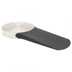 Wagner Butoir de porte à VISSER ou COLLER au sol - diamètre Ø 90 x 120 x 17 mm, corps en zinc moulé sous pression, aspect acier inox, protection en caoutchouc, matériel de montage inclus - 15512611