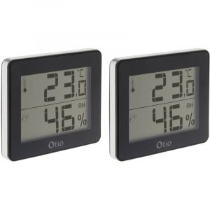 Otio Lot de 2 thermomètres hygromètres Noir - écran LCD