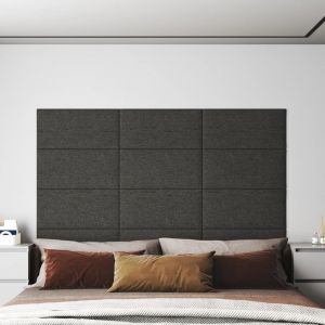 VidaXL Panneaux muraux 12 pcs Gris foncé 60x30 cm Tissu 2,16 m²
