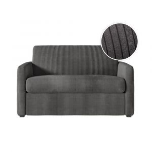 Loungitude Fauteuil convertible couchage 100x190cm velours gris matelas 13cm