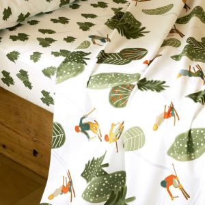 Drap plat coton imprim&eacute; vert DR. ENNEIGES