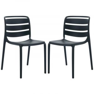 Image de Lot de 2 chaises de jardin empilables en polypropylène - Noir - moah de mylia