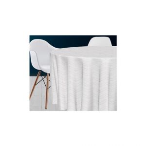 Soleil d'Ocre Nappe ronde diam. 180CM SPACE blanc, par Blanc