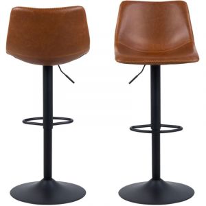Image de DRAWER Tabouret de bar en simili et métal H61-83cm - anartia - Couleur - Marron