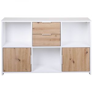 Altobuy - ophely - Meuble Multi-Rangement Blanc et Effet Bois