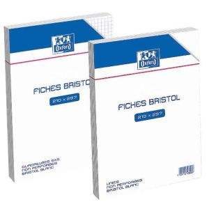 Oxford Paquet de 100 fiches bristol 210 g quadrillé 5x5 non perforées (A4)
