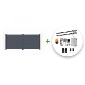 Portail battant électrique eiger 350x160cm gris + Motorisation tanker B250