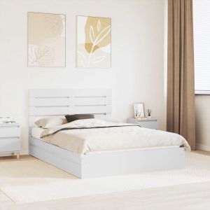 VidaXL Lit de Rangement Blanc 140 x 190 cm Bois d'ing&eacute;nierie